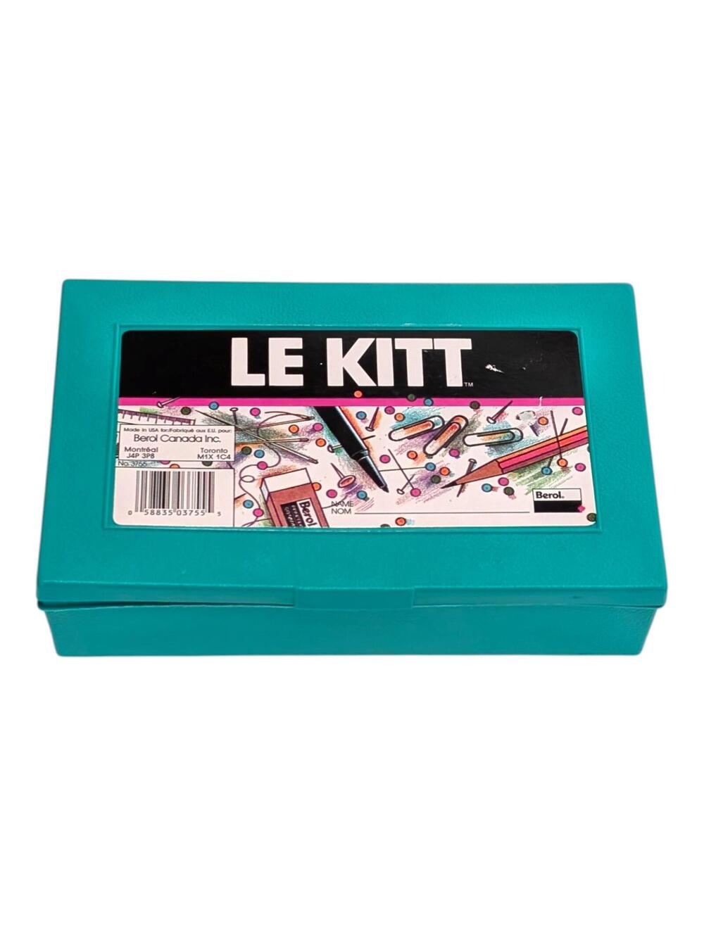 Vintage Le Kitt Aqua Green Plastic Pencil Case Box Berol Canada 1990s Nostalgia